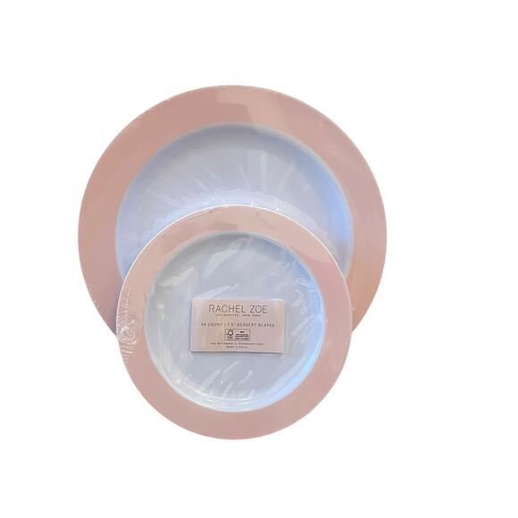 36pc Rachel Zoe Posh Pink & White Disposable Round Dinner/Dessert Plate Set New - Picture 8 of 15